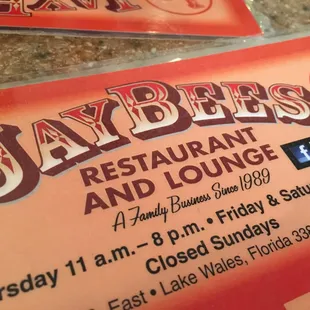 Cool laminated menu...