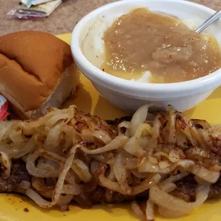 Plenty of food but wierd gravy! I&apos;d go for fries next time.