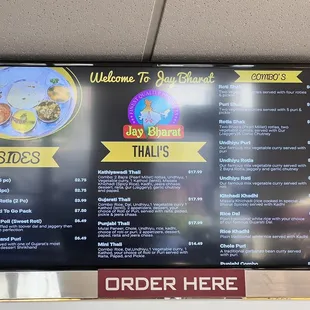 the menu and prices