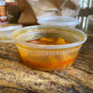 a bowl of food on a counter