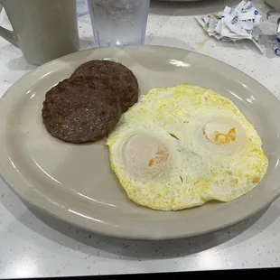 Perfect over easy eggs and sausage.