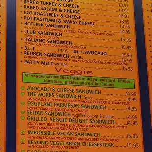 menu