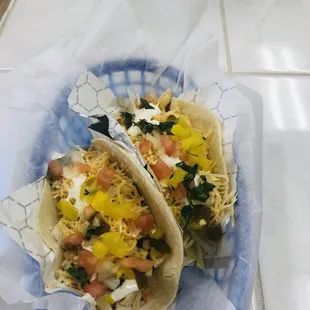 Chicken or steak taco.