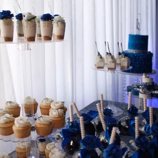 a display of cupcakes