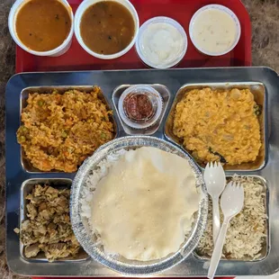 a tray of food