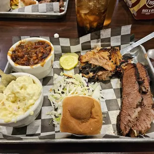 2 meat dinner pulled pork and brisket.