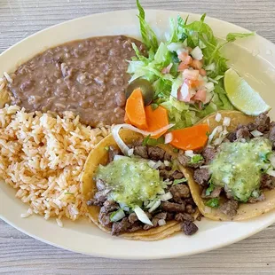Taco Plate with Asada ($12)