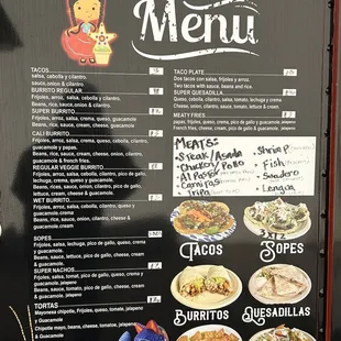 a menu for a mexican restaurant