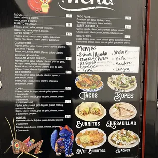 the menu for the restaurant