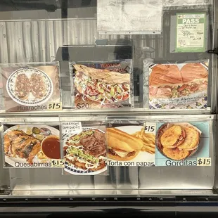 a display of food items