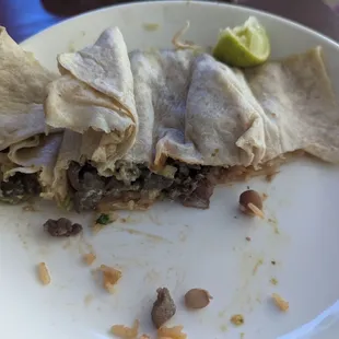 Carne asada super burrito. 80% tortilla