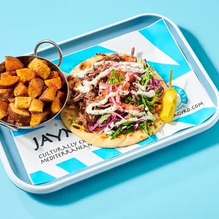 Beef &amp; Lamb gyro pita with greek fries