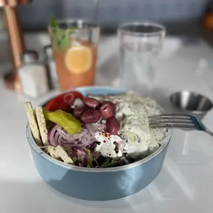 Beef Lamb Gyro Bowl (olives were added by me)