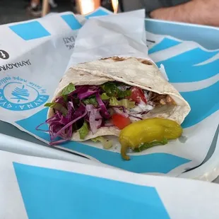Lavash wrap with beef &amp; lamb gyro meat!