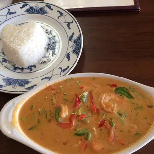 Mild Panang with white jasmine rice.