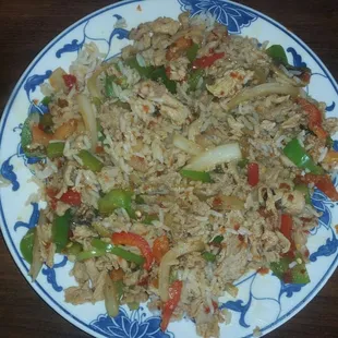 The Peppers Pork. This is my husband's favorite. You can order it in chicken, pork, or beef as well as mild, medium, or hot.  So good spicy!