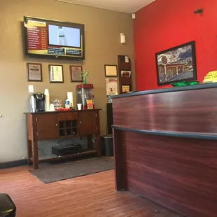 The main entrance and seating area.