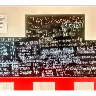 Wall Menu. Jay&apos;s Backyard BBQ.(DivisionCentral) Jerk BBQ Joint. Steak Chicken Shrimp. Phillis Tacos Salads Burgers Wings Tips Eggrolls.Cool!