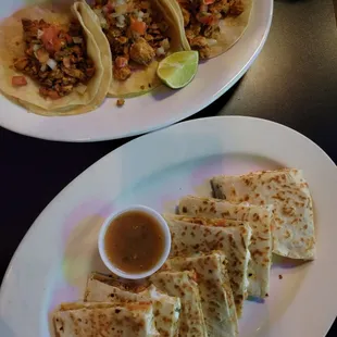 Quesadilla and tacos