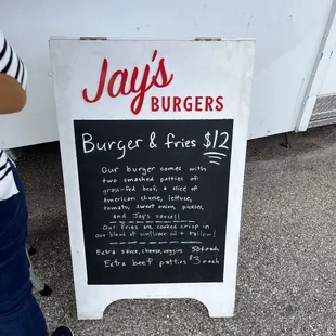 a sign for jay's burgers