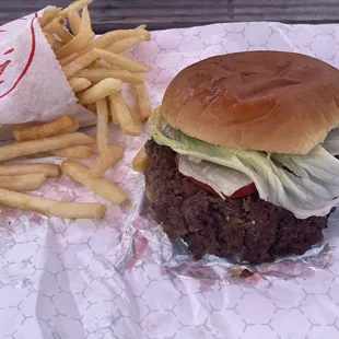 Burger and fries