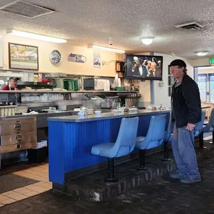 View from our table towards kitchen and front counter (7/23/23)