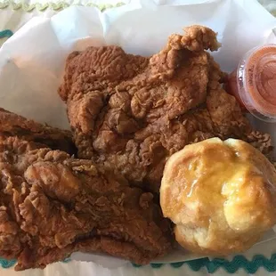 2 piece breast combo and delicious honey biscuit.