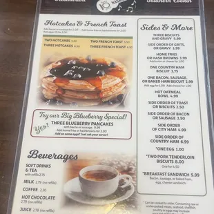 Breakfast Menu as of 11/3/23