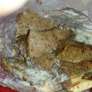 Gyro minus tomato &amp; onion. Not bad!