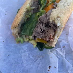 Italian beef combo with sweet and hot peppers