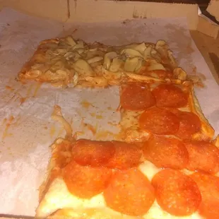 a slice of pepperoni pizza