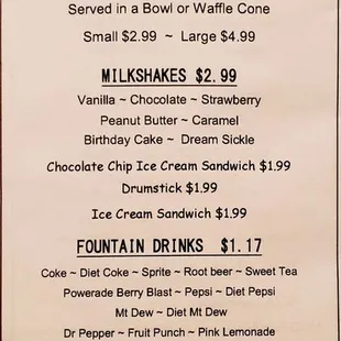 The menu.