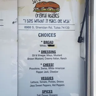 the menu