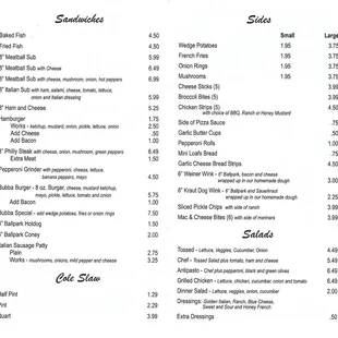 Updated 2018 menu