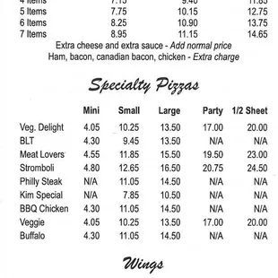 Updated 2018 menu