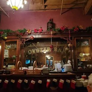 Front service bar at Christmas time