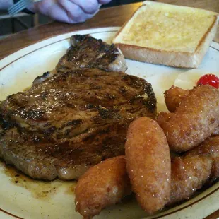 a steak and potatoes