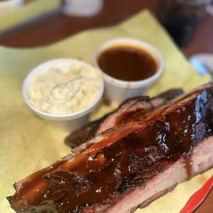 Ribs with spicy bbq sauce.