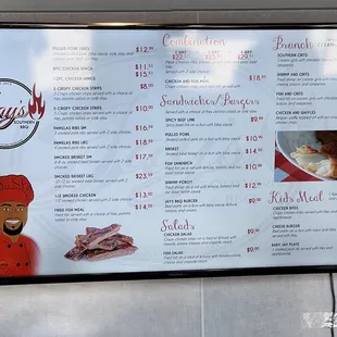 the menu for jay's