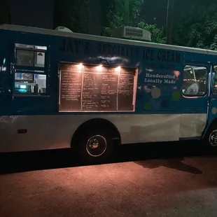 a blue food truck