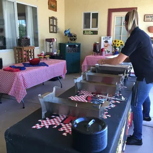 All the tables we needed for the backyard bbq baby shower