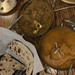 Atari Paneer (Contains Nuts, Dairy) Murg Makhani (Contains Nuts, Dairy) Butter naan (Contains Gluten, Dairy, Egg)
