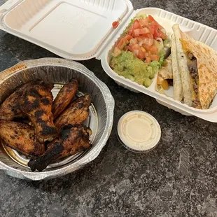 6 Piece Ranchero Wings and Steak Quesadilla