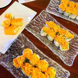 Volcano Spring Rolls &amp; Spicy Salmon Spring Rolls! instagram: @diningwithkels