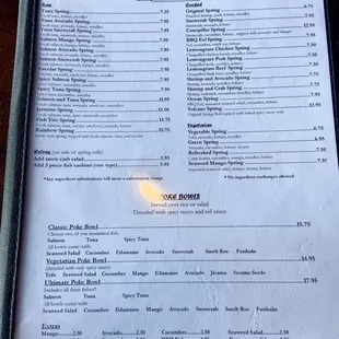 MENU (6-30-23) some items have increased over 40% since COVID!