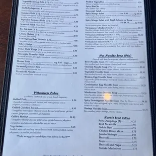MENU (6-30-23) some items have increased over 40% since COVID!