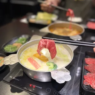 Premium Beef Option with Creamy Milk and Corn Broth Shabu