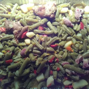 Green Beans, Potatoes and Turkey Tails