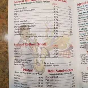 UPDATED MENU - Left Side 1/16/2019