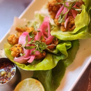 Fried Crawfish Lettuce Wraps